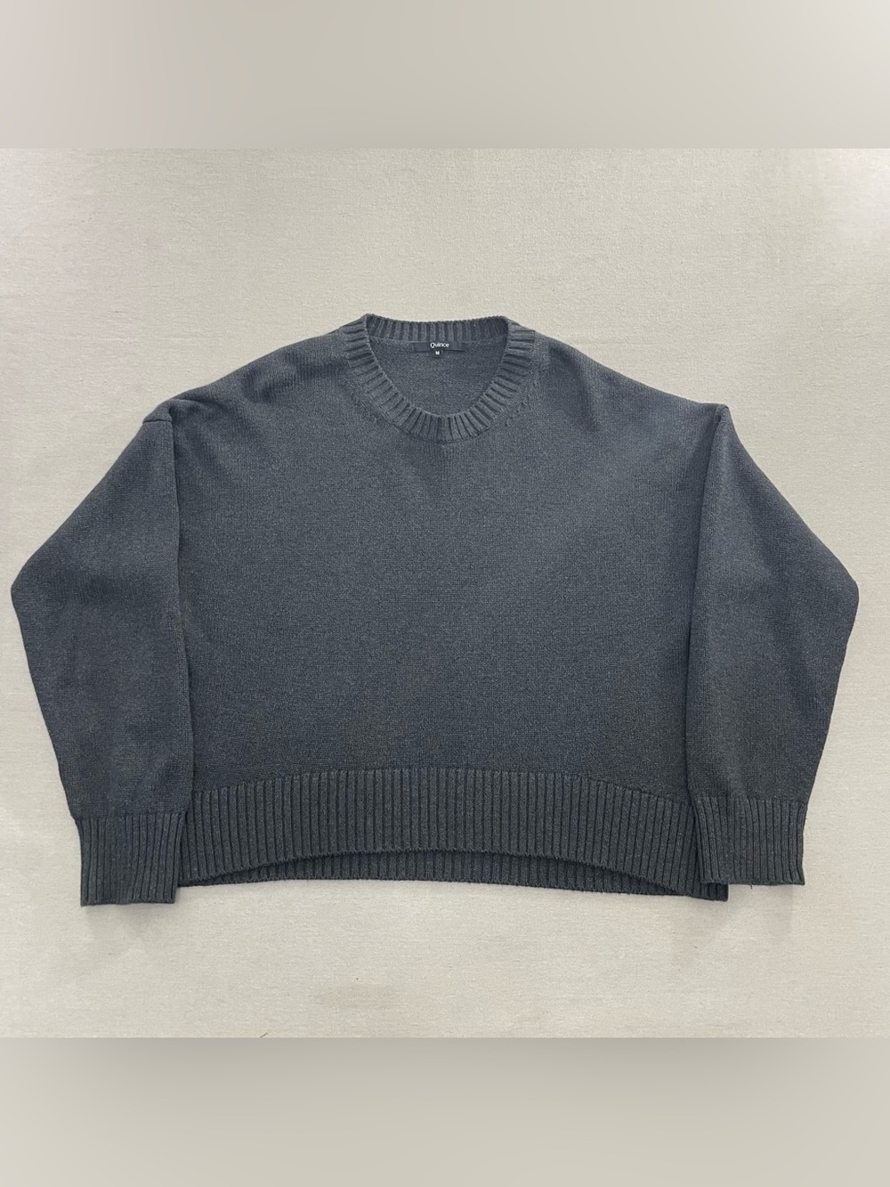 Quince Sweater Womens M Gray Organic Cotton Crewneck Boxy Crop Oversize Slouch